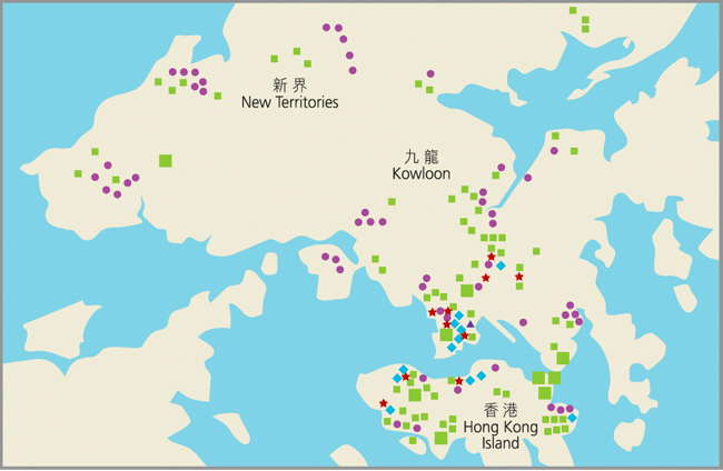 Map of Tung Wah's Service Centres