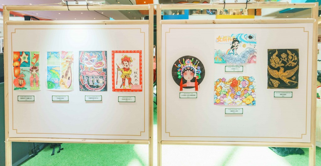 图七、八为内地幼儿园的艺术作品展区。